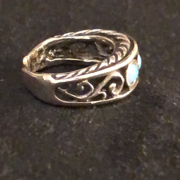 Natural Opal/925 Israel 🇮🇱 Solid Sterling Silver Slit Back Adjustable Ring - Picture 8 of 15